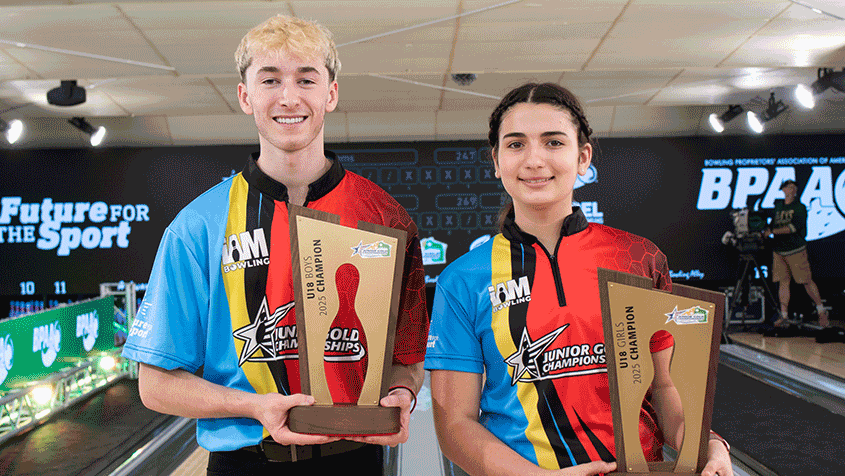 Kaeden White and Elena Weinstok after winning in the U18 division